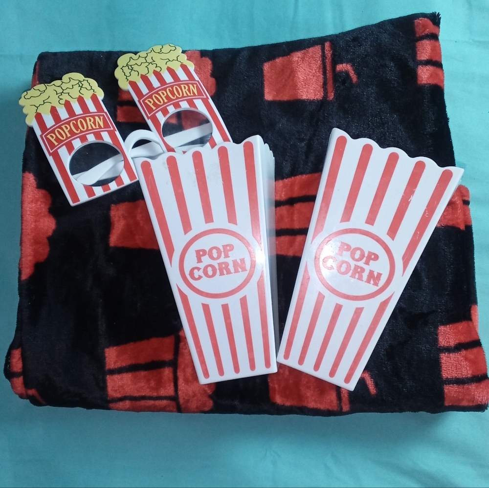 ♥️🤍💛 EUC Unisex Couple Movie Buff Fun Sunglasses 2 Popcorn Holders Throw